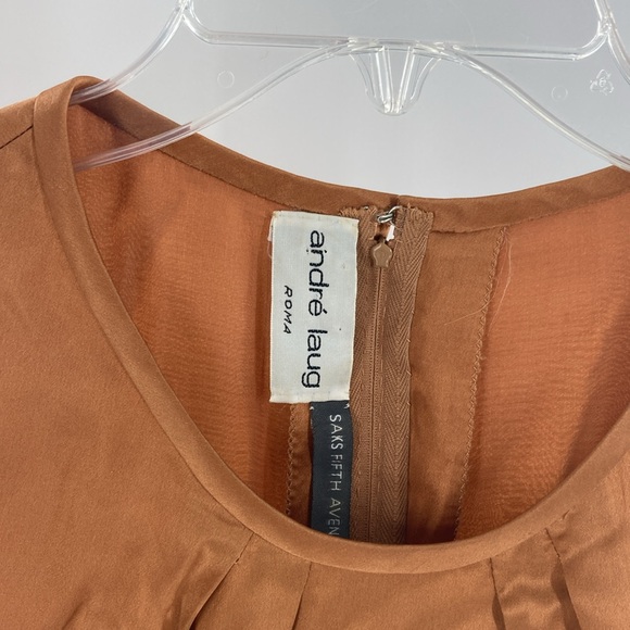 Italy made Silk Sak’s Fifth Ave Sleeveless Blouse Petites Sz 10 Copper color A1 - Picture 2 of 9